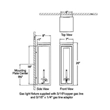 Load image into Gallery viewer, Fresno 3/4 Outdoor Gas Wall Light - line drawing.