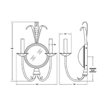 Load image into Gallery viewer, Gramercy Double Wall Light - line drawing.