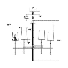 Load image into Gallery viewer, Grenol Modern Bamboo Chandelier - line drawing.