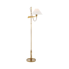 Load image into Gallery viewer, Hargett Bridge Arm Floor Lamp in Hand-Rubbed Antique Brass/Linen.