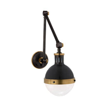 Load image into Gallery viewer, Hicks Adjustable Wall Light in Bronze with Antique Brass.