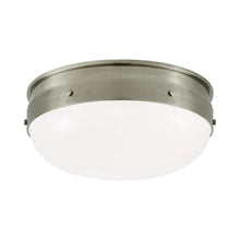 Load image into Gallery viewer, Hicks Flush Mount Ceiling Light in Antique Nickel (Medium).