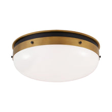 Load image into Gallery viewer, Hicks Flush Mount Ceiling Light in Bronze and Hand-Rubbed Antique Brass (Large).