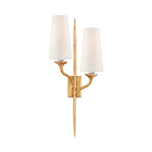 Load image into Gallery viewer, Iberia Double Wall Light in Antique Gold Leaf (Left).