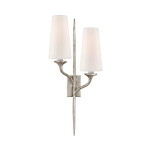 Load image into Gallery viewer, Iberia Double Wall Light in Burnished Silver Leaf (Left).