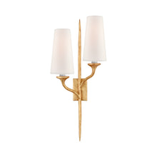 Load image into Gallery viewer, Iberia Double Wall Light in Antique Gold Leaf (Right).