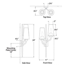 Load image into Gallery viewer, Iberia Double Wall Light - line drawing.