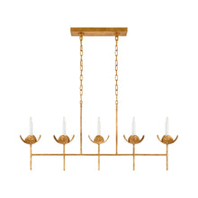 Load image into Gallery viewer, Illana Linear Chandelier in Antique Gold Leaf (Without Shade).