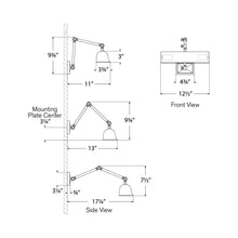 Load image into Gallery viewer, Jane Double LED Library Light - line drawing.