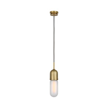 Load image into Gallery viewer, Junio LED Mini Pendant Light in Hand-Rubbed Antique Brass/Frosted Glass.