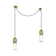 Load image into Gallery viewer, Junio LED Multi Light Pendant Light in Hand-Rubbed Antique Brass/Clear Glass (2-Light).