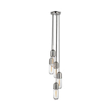 Load image into Gallery viewer, Junio LED Multi Light Pendant Light in Polished Nickel/Clear Glass (5-Light).