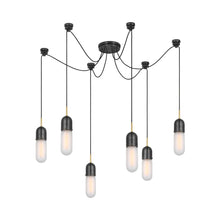 Load image into Gallery viewer, Junio LED Multi Light Pendant Light in Bronze/Brass/Frosted Glass (6-Light).
