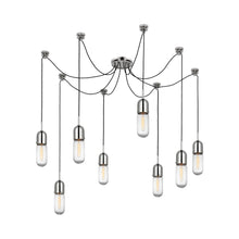 Load image into Gallery viewer, Junio LED Multi Light Pendant Light in Polished Nickel/Clear Glass (8-Light).