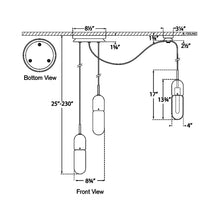 Load image into Gallery viewer, Junio LED Multi Light Pendant Light - line drawing.