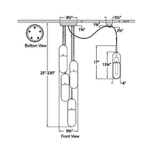 Load image into Gallery viewer, Junio LED Multi Light Pendant Light - line drawing.