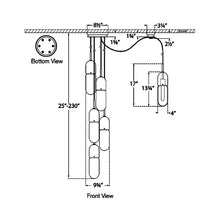 Load image into Gallery viewer, Junio LED Multi Light Pendant Light - line drawing.