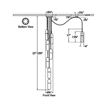 Load image into Gallery viewer, Junio LED Multi Light Pendant Light - line drawing.