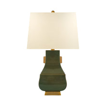 Load image into Gallery viewer, Kang Jug Table Lamp in Oslo Green with Burnt Gold.