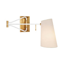 Load image into Gallery viewer, Keil Swing Arm Wall Light in Hand-Rubbed Antique Brass/White (Small).