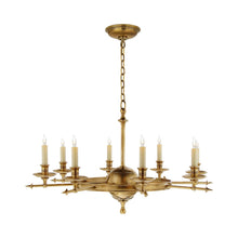 Load image into Gallery viewer, Leaf and Arrow Chandelier in Antique-Burnished Brass (Large).