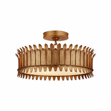 Load image into Gallery viewer, Leslie LED Semi Flush Mount Ceiling Light in Gilded Iron (Medium).
