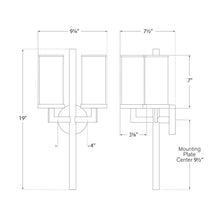 Load image into Gallery viewer, Liaison Double Wall Light - line drawing.