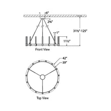 Load image into Gallery viewer, Mafra LED Chandelier - line drawing.