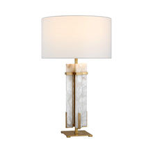 Load image into Gallery viewer, Malik LED Table Lamp in Hand-Rubbed Antique Brass and Alabaster.