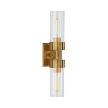 Load image into Gallery viewer, Marais Bath Wall Light in Hand-Rubbed Antique Brass/Clear Glass (Large).