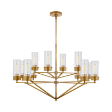 Load image into Gallery viewer, Marais Chandelier in Hand-Rubbed Antique Brass/Clear Glass.