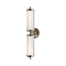 Load image into Gallery viewer, Merchant Vanity Wall Light in Polished Nickel.