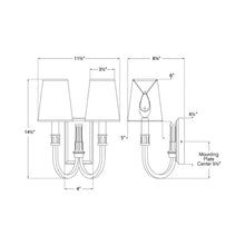 Load image into Gallery viewer, Modern Library Double Wall Light - line drawing.