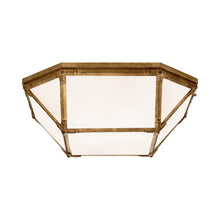 Load image into Gallery viewer, Morris Flush Mount Ceiling Light in Gilded Iron/White Glass (Large).
