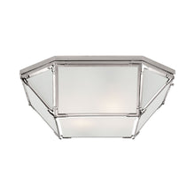 Load image into Gallery viewer, Morris Flush Mount Ceiling Light in Polished Nickel/Frosted Glass (Large).