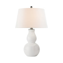 Load image into Gallery viewer, Open Table Lamp in White Glass/Linen.