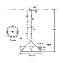 Load image into Gallery viewer, Orsay LED Ring Chandelier - line drawing.