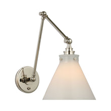 Load image into Gallery viewer, Parkington Swing Arm LED Wall Light in Double Arm/Polished Nickel/White Glass.