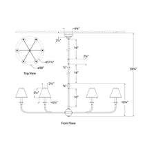 Load image into Gallery viewer, Piaf Chandelier - line drawing.