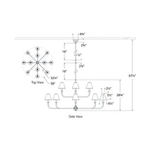 Load image into Gallery viewer, Piaf Chandelier - line drawing.