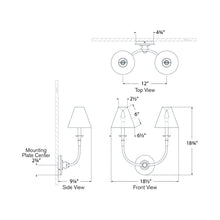 Load image into Gallery viewer, Piaf Wall Light - line drawing.