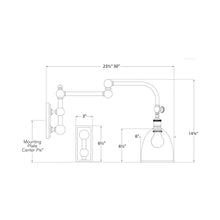 Load image into Gallery viewer, Pimlico Double Swing Arm Wall Light - line drawing.