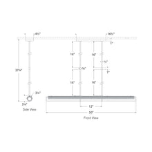 Load image into Gallery viewer, Precision LED Linear Chandelier - line drawing.