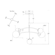 Load image into Gallery viewer, Prescott Chandelier - line drawing.