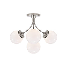 Load image into Gallery viewer, Prescott Semi Flush Ceiling Light in Polished Nickel/White(Medium).