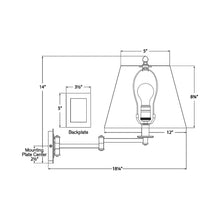 Load image into Gallery viewer, Primitive Swing Arm Wall Light - line drawing.