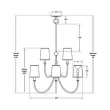 Load image into Gallery viewer, Reed Chandelier - line drawing.