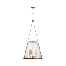 Load image into Gallery viewer, Reese LED Pendant Light in Soft Brass/Clear Glass (Large).