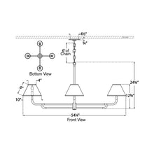 Load image into Gallery viewer, Rigby LED Chandelier - line drawing.