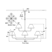 Load image into Gallery viewer, Rigby LED Chandelier - line drawing.